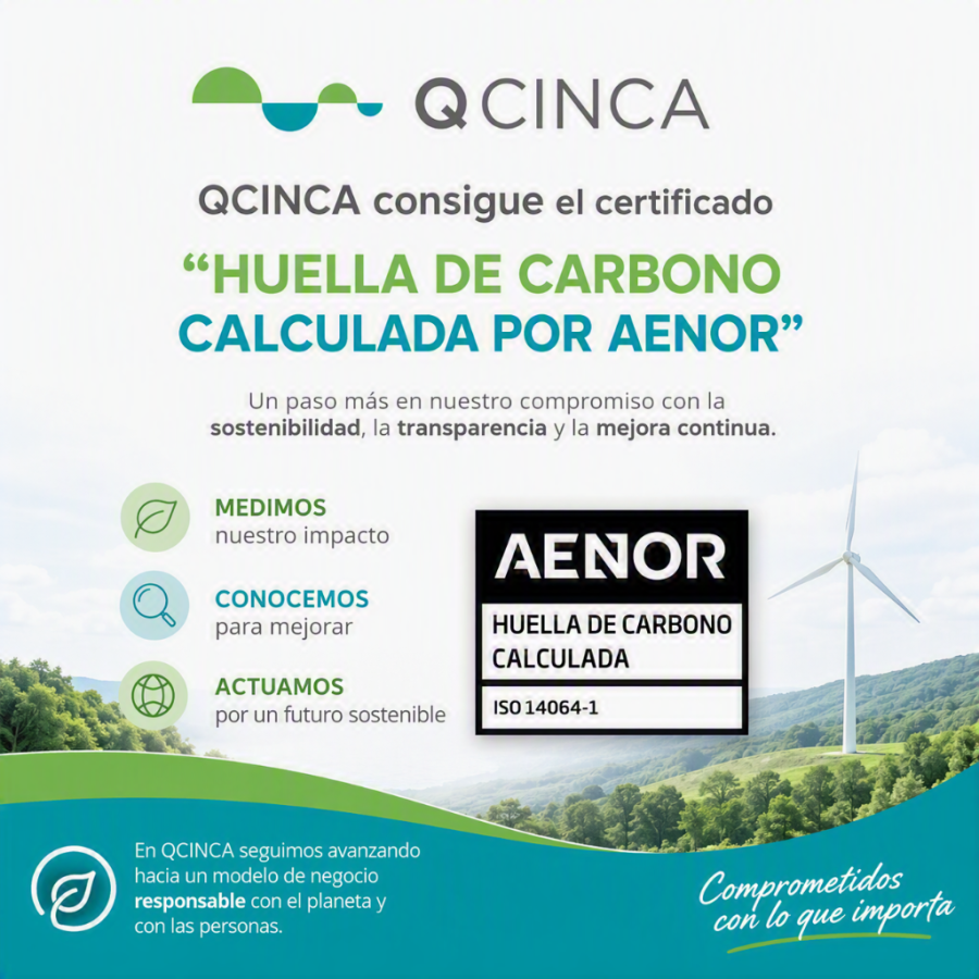 QCINCA consigue el certificado «HUELLA DE CARBONO CALCULADA POR AENOR»